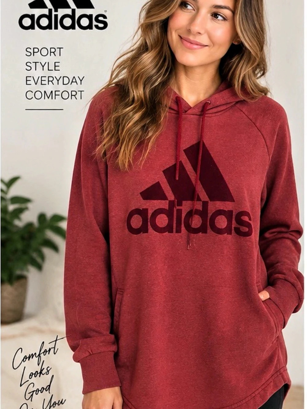20” ptp adidas Women's Red Hoodie Size Small Like New